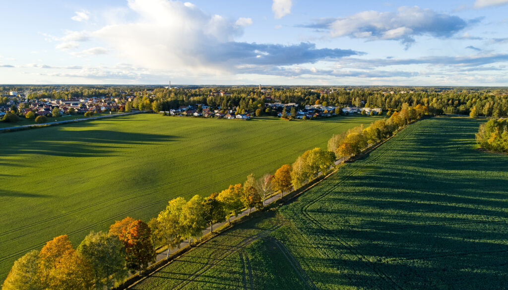 Beautiful nature and landscape photo of colorful autumn day in Sweden